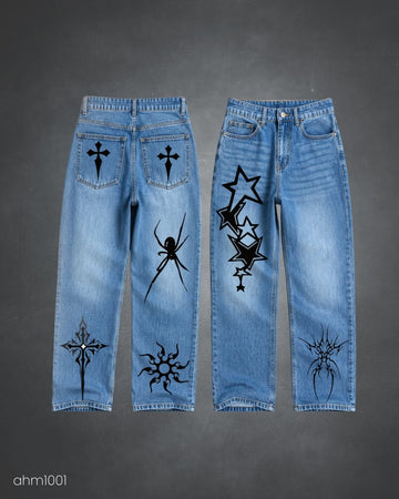 Dark Symbols Loose Fit Jeans